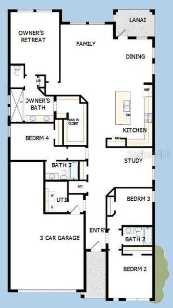 2D floor plan layout of this home in Waterset Classic Series, Apollo Beach, FL (Image 2).