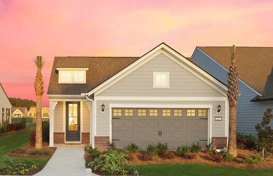 Front exterior of a new home in Del Webb North Myrtle Beach, Myrtle Beach, SC, highlighting curb appeal (Image 17).