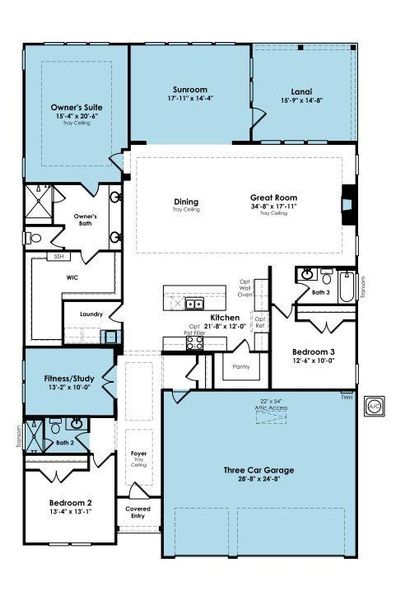 2D floor plan layout of this home in Cresswind at Rocky River, Locust, NC (Image 5).
