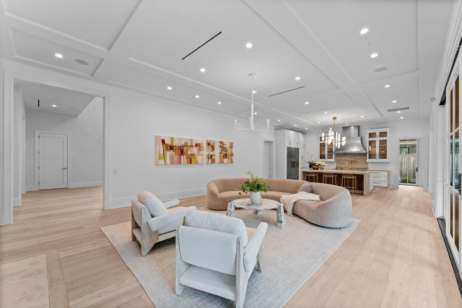 The great room features recessed lighting and flows effortlessly in to the catering kitchen The great room features recessed lighting and flows effortlessly in to the catering kitchen