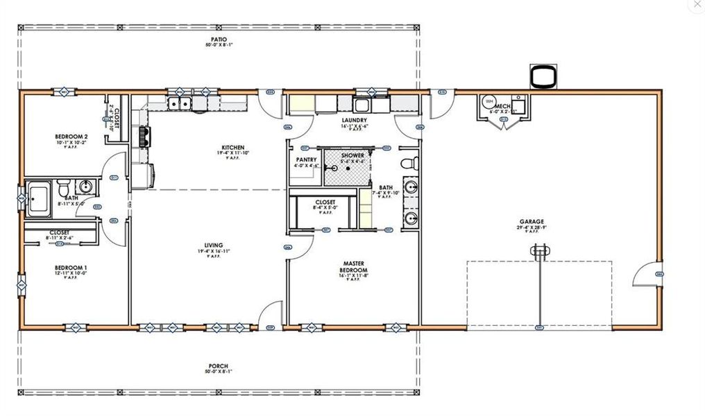 2D floor plan layout of this home in , Tioga, TX (Image 3). 2D floor plan layout of this home in , Tioga, TX (Image 3).