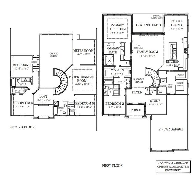 2D floor plan layout for the Lakewood by Chesmar Homes in Lakes of Cane Island, Katy, TX (Image 3).