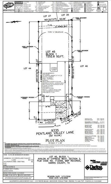 9335 Pentland Valley Lane Preliminary Plot Plan