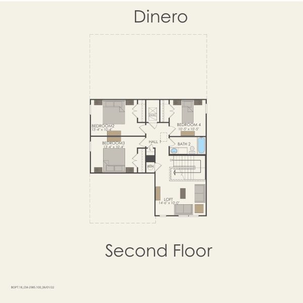 2D floor plan layout for the Dinero by Centex in Vantage, San Marcos, TX (Image 3).