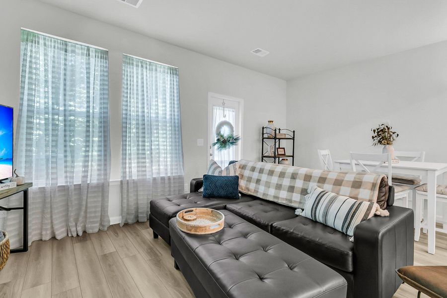 Furnished interior view inside a new home in Boykins Run Townhomes, Moncks Corner (Image 15). Furnished interior view inside a new home in Boykins Run Townhomes, Moncks Corner (Image 15).
