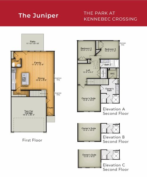 2D floor plan layout for the The Juniper by RobuckHomes in Kennebec Crossing, Angier, NC (Image 5).