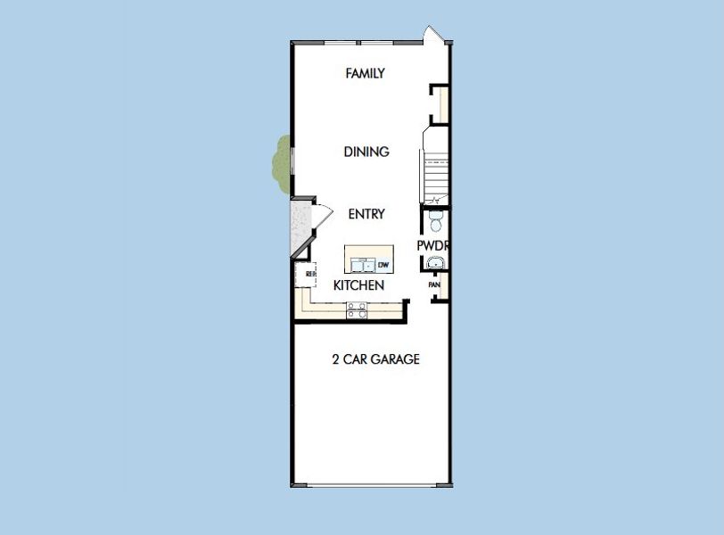 2D floor plan layout for the The Creekbend by David Weekley Homes in Waterset Townhomes, Apollo Beach, FL (Image 4).