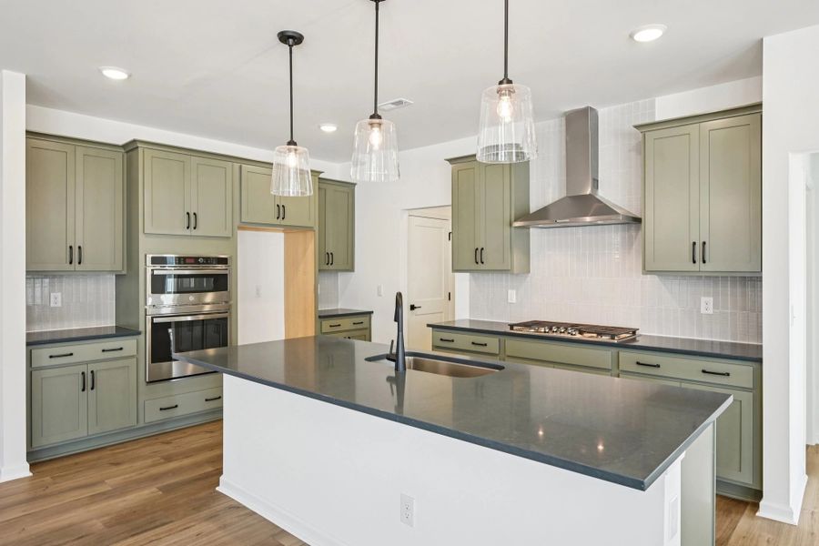 Kitchen featuring the AW Collection® Rosemary - Matte black, light wood, and garden-inspired style