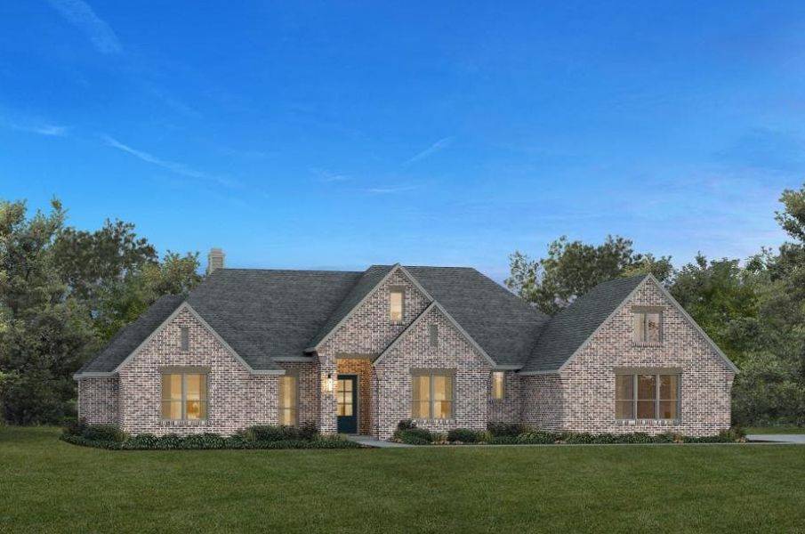 Representative exterior photo of a completed home built from the The Dallas by Kenmark Homes in Aledo Heights - Aledo ISD, Aledo, TX (Image 1). Representative exterior photo of a completed home built from the The Dallas by Kenmark Homes in Aledo Heights - Aledo ISD, Aledo, TX (Image 1).