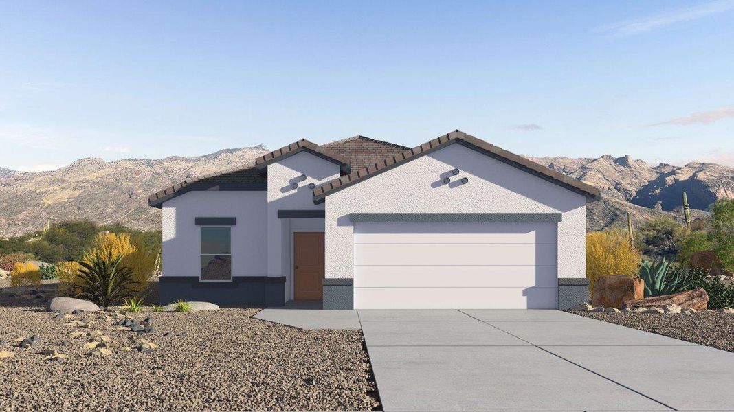 Representative exterior photo of a completed home built from the Dalton by D.R. Horton in Barnett Village, Marana, AZ (Image 2).