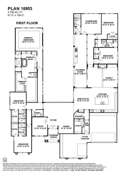 2D floor plan layout of this home in Harvest Green, Richmond, TX (Image 3).