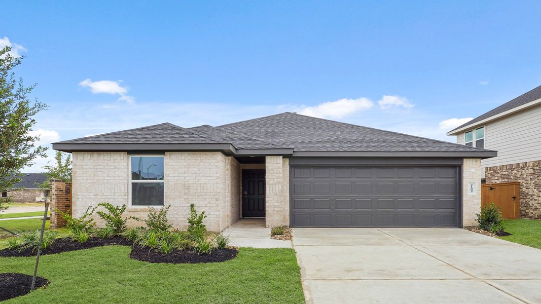 Representative exterior photo of a completed home built from the Easton by D.R. Horton in Cypress Green, Hockley, TX (Image 2). Representative exterior photo of a completed home built from the Easton by D.R. Horton in Cypress Green, Hockley, TX (Image 2).
