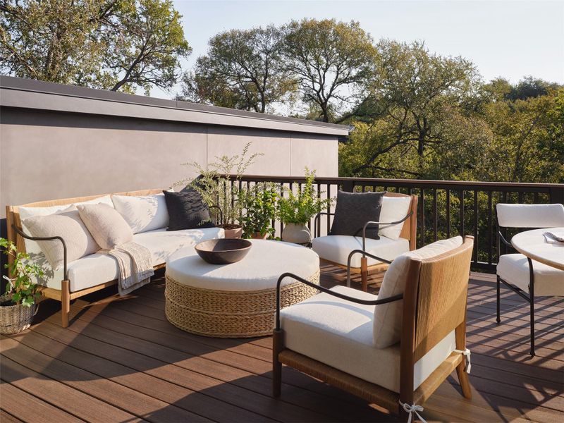 Step onto the upper balcony for a peek a boo downtown view.