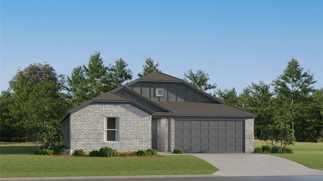 Front exterior of a new home in Southern Pointe, College Station, TX, highlighting curb appeal (Image 1). Front exterior of a new home in Southern Pointe, College Station, TX, highlighting curb appeal (Image 1).
