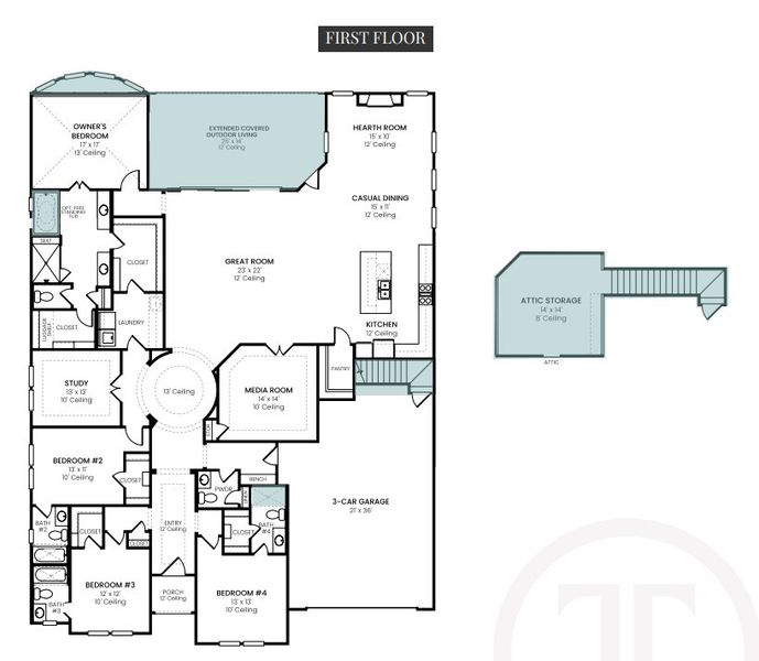 2D floor plan layout of this home in StarView – 74′, Prosper, TX (Image 5). 2D floor plan layout of this home in StarView – 74′, Prosper, TX (Image 5).