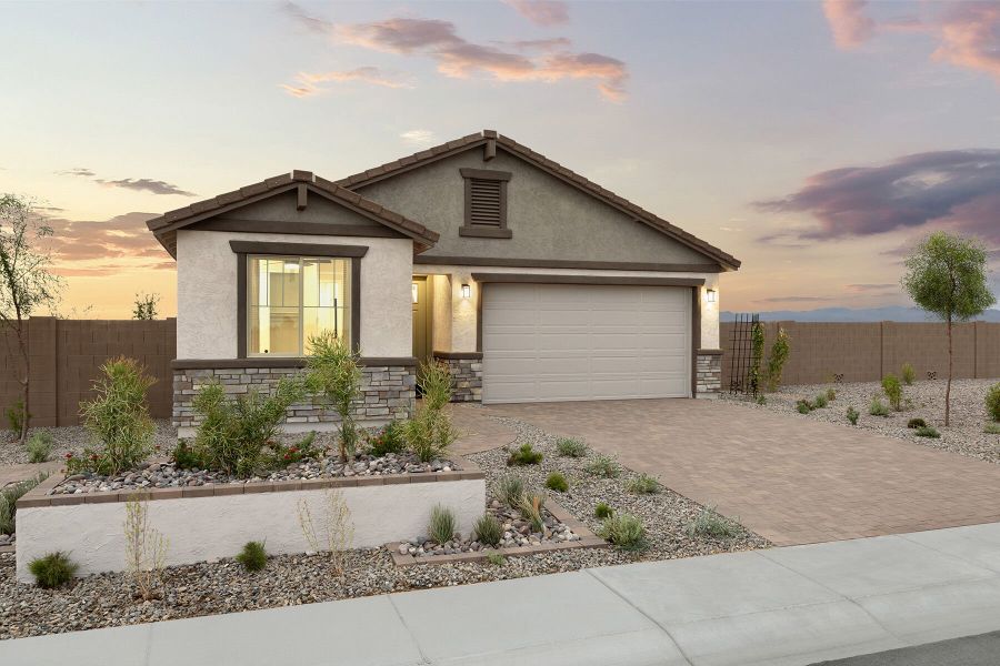 Representative exterior photo of a completed home built from the Sepia by Mattamy Homes in Rosewood Heights, San Tan Valley, AZ (Image 21).