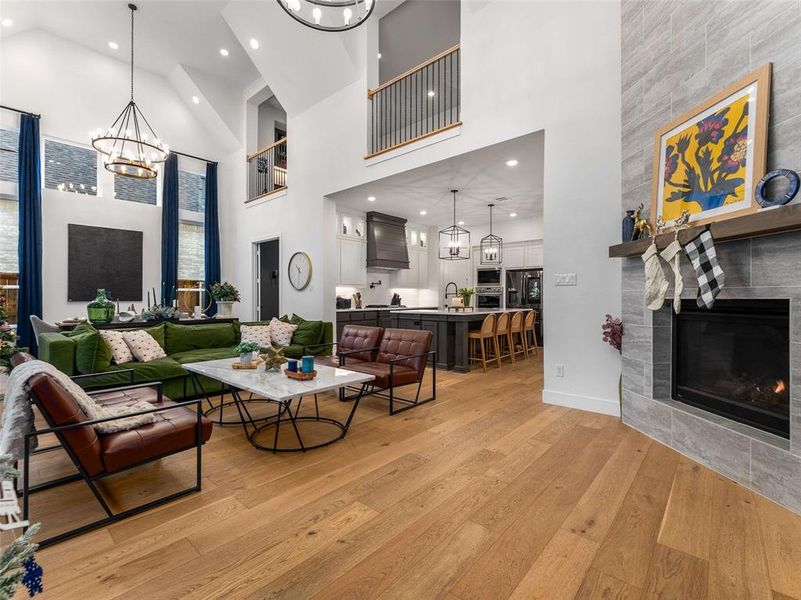 The open floorplan has the dining room, kitchen and living room all slowing together.