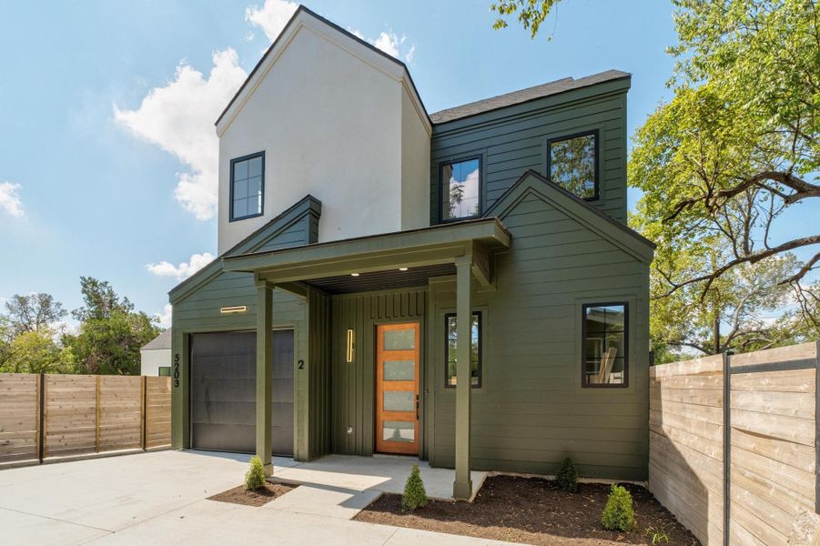 Front exterior of a new home in , Austin, TX, highlighting curb appeal (Image 25). Front exterior of a new home in , Austin, TX, highlighting curb appeal (Image 25).