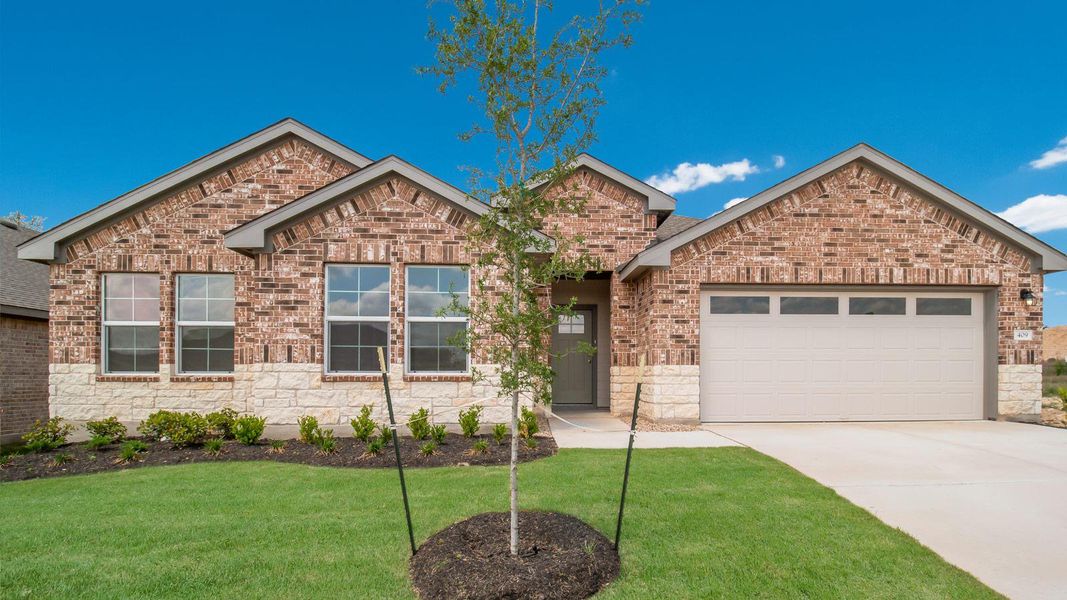 Front exterior of a new home in Riverview, Georgetown, TX, highlighting curb appeal (Image 11). Front exterior of a new home in Riverview, Georgetown, TX, highlighting curb appeal (Image 11).