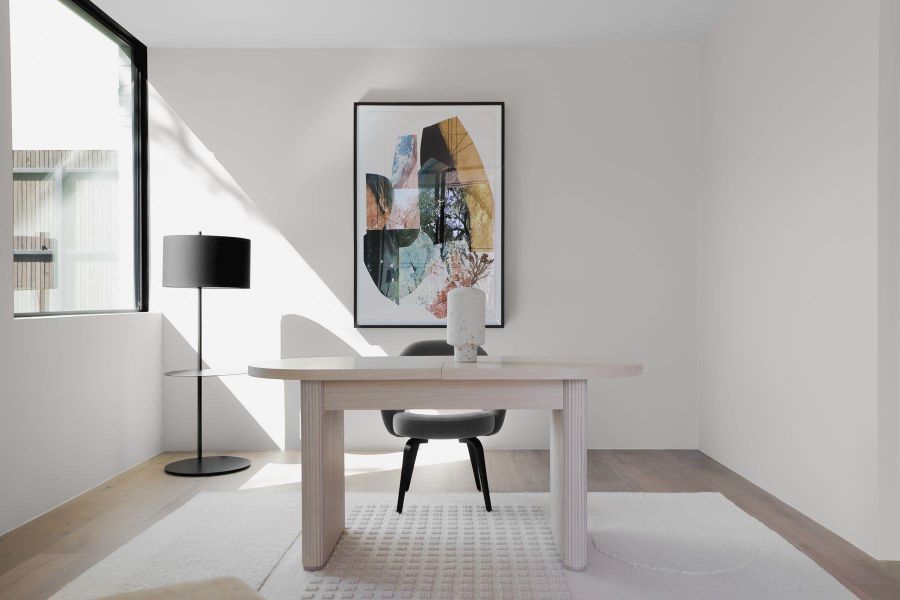 Office space featuring light wood finished floors