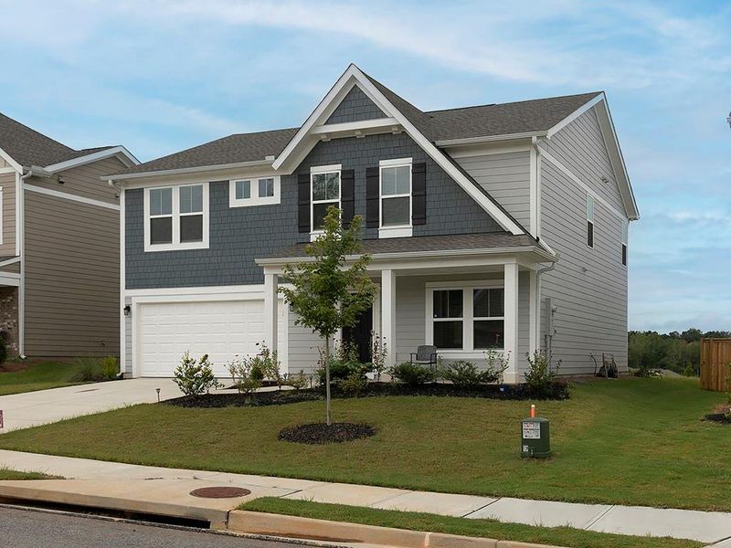 Front exterior of a new home in , Dallas, GA, highlighting curb appeal (Image 2). Front exterior of a new home in , Dallas, GA, highlighting curb appeal (Image 2).