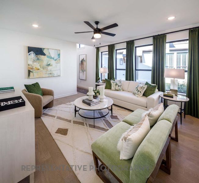 Furnished interior view inside a new home in Wolf Ranch: 46ft. lots, Georgetown (Image 10). Furnished interior view inside a new home in Wolf Ranch: 46ft. lots, Georgetown (Image 10).