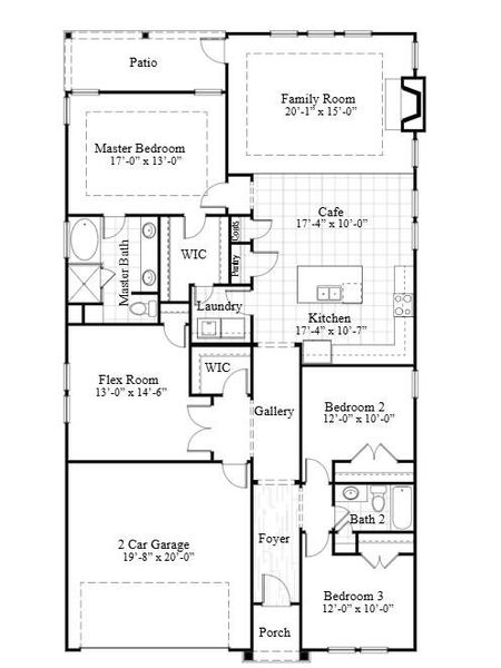 2D floor plan layout of this home in Creek Pointe, Moncks Corner, SC (Image 6).