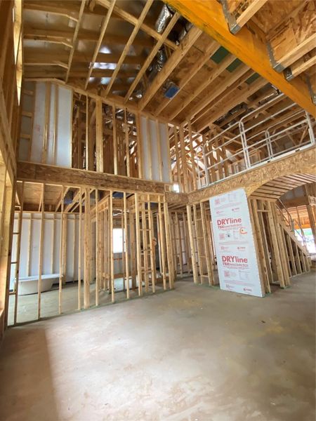 Family Room with soaring ceiling