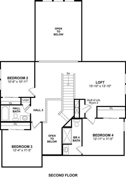 The Omaha floor plan by K. Hovnanian Homes. 2nd Floor shown. *Prices, plans, dimensions, features, specifications, materials, and availability of homes or communities are subject to change without notice or obligation.