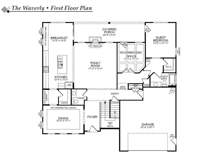 2D floor plan layout for the Waverly by Eastwood Homes in Arbordale Reserve, Elgin, SC (Image 3).
