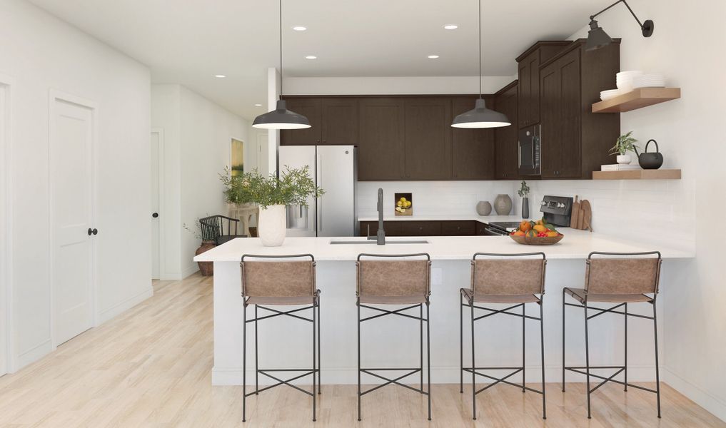 Kitchen with pendant lighting