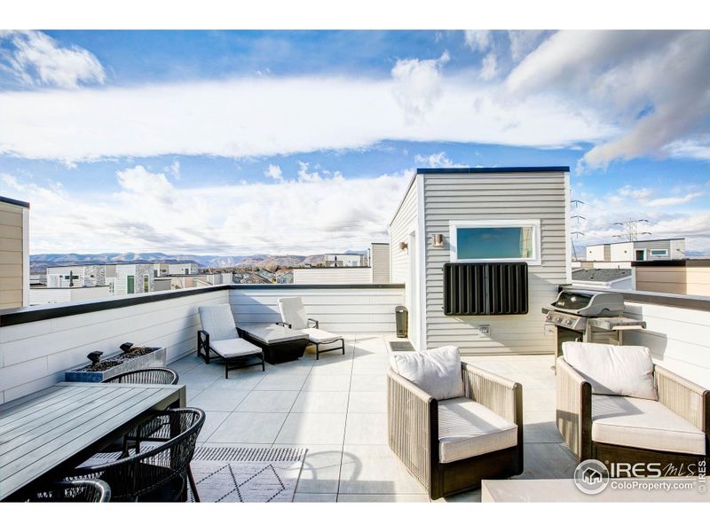 Fabulous Roof Top Deck! The flooring system allows for melting snow to drain off..Gas line to the grill!