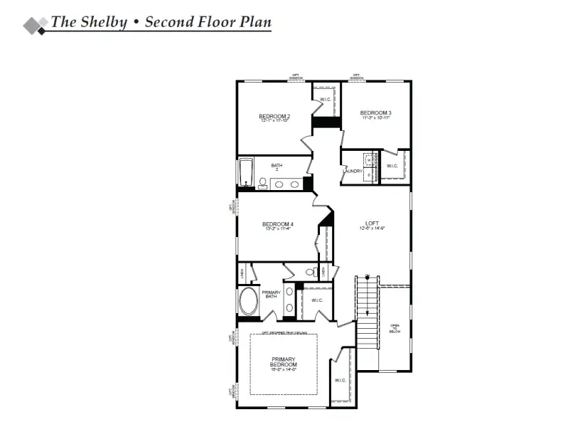 2D floor plan layout for the Shelby by Eastwood Homes in The Grove at Bratton Park, York, SC (Image 5).