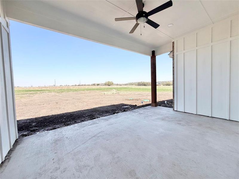 Enjoy the peace on the huge back porch with ceiling fan!