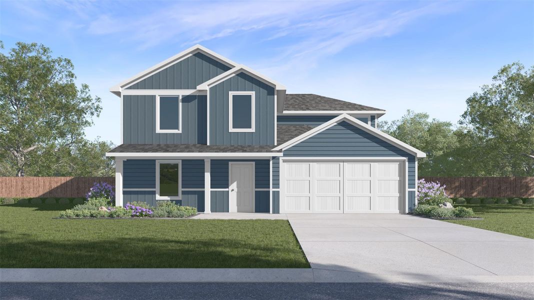 Front exterior of a new home in China Grove, China, TX, highlighting curb appeal (Image 2). Front exterior of a new home in China Grove, China, TX, highlighting curb appeal (Image 2).