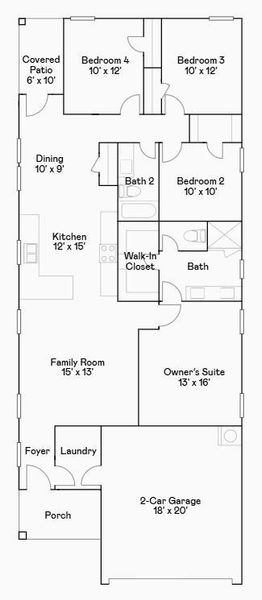 2D floor plan layout of this home in Windrose Green, Angleton, TX (Image 4).