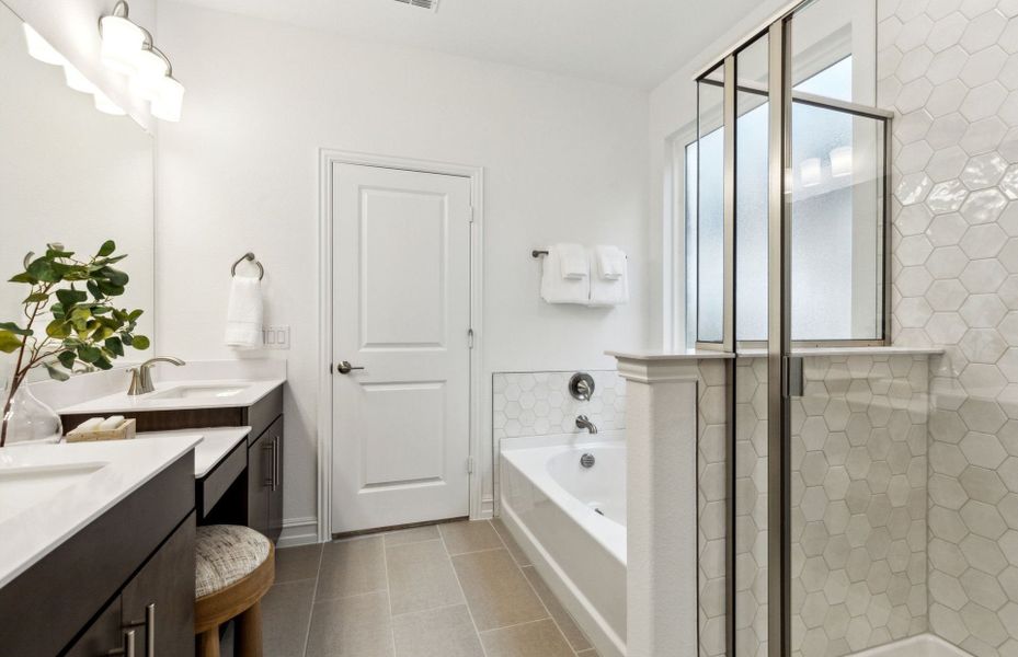 Owner's bath with large shower and tub