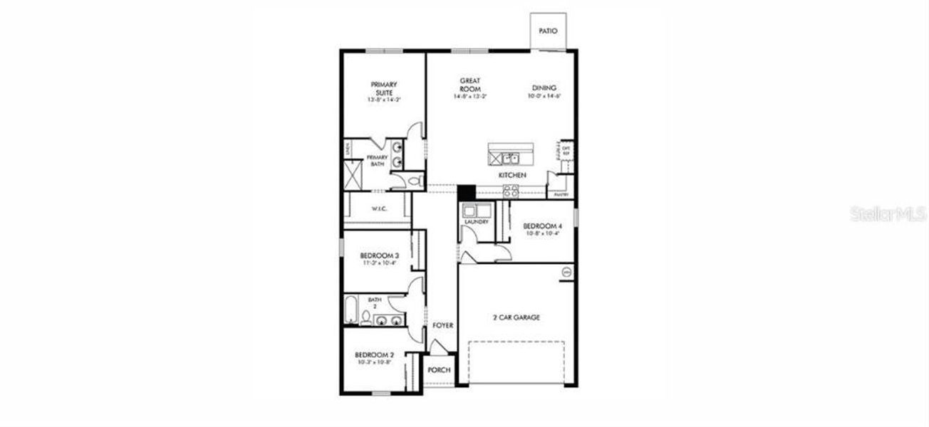 2D floor plan layout of this home in The Grove at Stuart Crossing - Classic Series, Bartow, FL (Image 2). 2D floor plan layout of this home in The Grove at Stuart Crossing - Classic Series, Bartow, FL (Image 2).