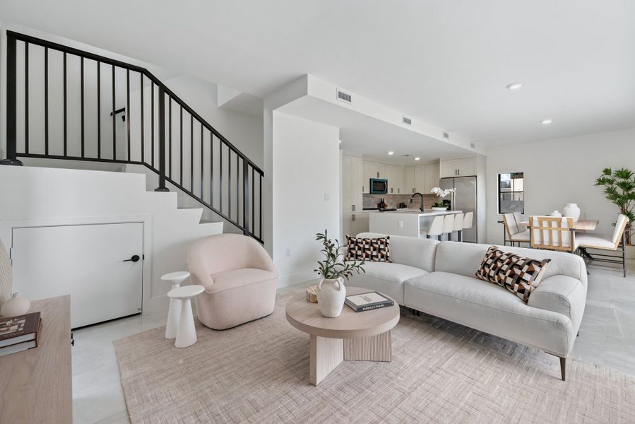 Representative furnished interior of a home built from the Model E by Onx Homes in On Alba, Florida City (Image 33).