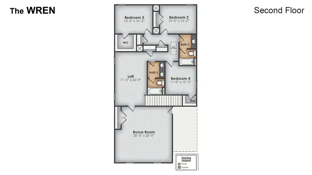 2D floor plan layout of this home in Vineyard Trail, Jacksonville, NC (Image 5).