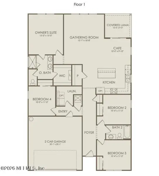 2D floor plan layout of this home in Hyland Trail, Green Cove Springs, FL (Image 3).
