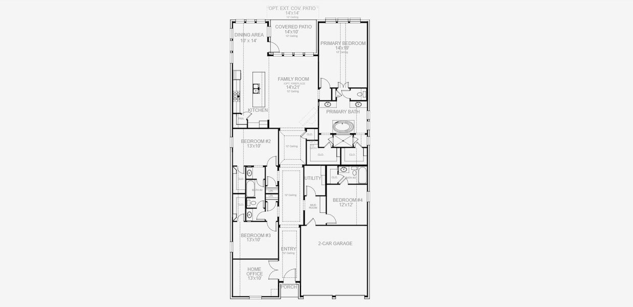 2D floor plan layout for the 2574W by Perry Homes in Trinity Falls At Province Woods 50', McKinney, TX (Image 4).