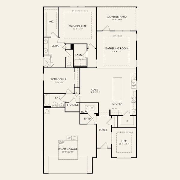 2D floor plan layout for the Mainstay by Del Webb in Sun City Texas, Georgetown, TX (Image 4).