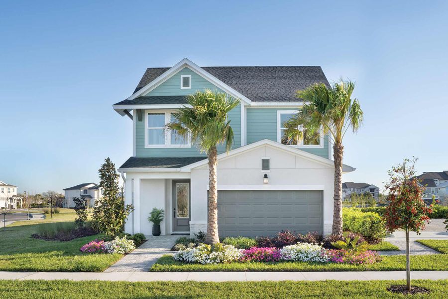 Representative exterior photo of a completed home built from the The Runion by David Weekley Homes in Chapel Crossings - Garden Series, Wesley Chapel, FL (Image 2).