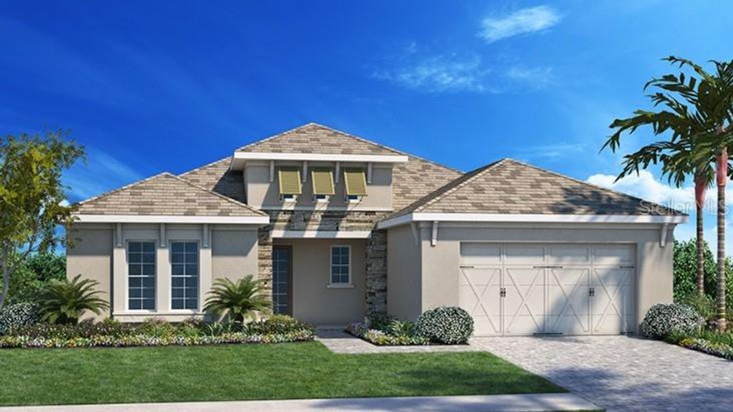 Front exterior of a new home in , Sarasota, FL, highlighting curb appeal (Image 1). Front exterior of a new home in , Sarasota, FL, highlighting curb appeal (Image 1).