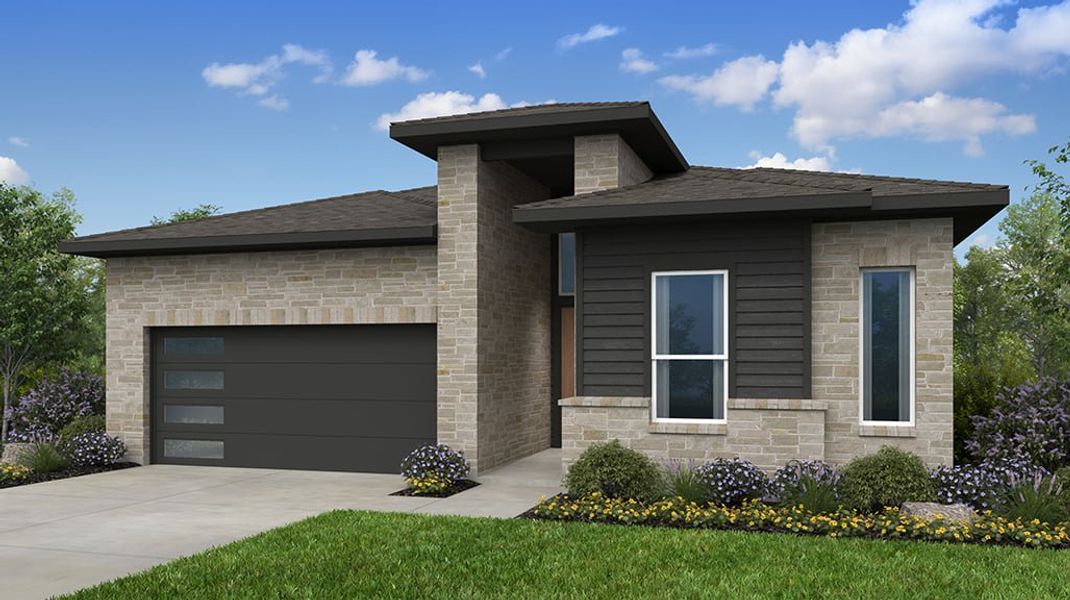 Representative exterior photo of a completed home built from the Lamar by Taylor Morrison in Silverleaf 50s, Cedar Creek, TX (Image 3). Representative exterior photo of a completed home built from the Lamar by Taylor Morrison in Silverleaf 50s, Cedar Creek, TX (Image 3).