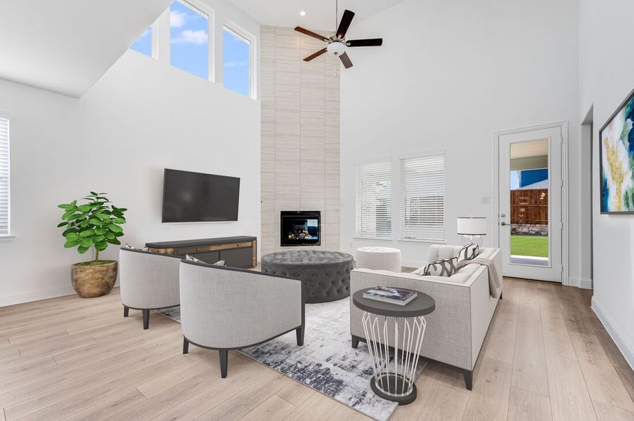 Furnished interior view inside a new home in South Oak 60s, Lakewood Village (Image 9). Furnished interior view inside a new home in South Oak 60s, Lakewood Village (Image 9).