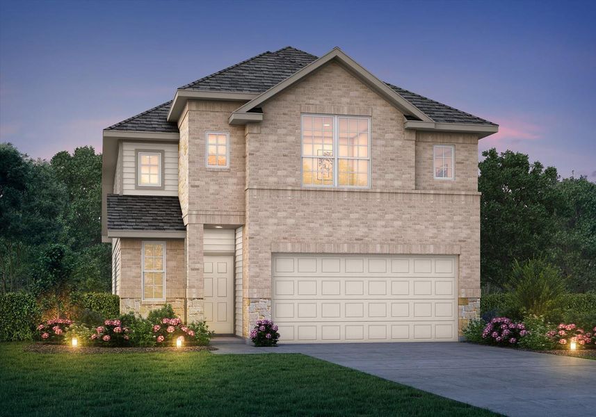 Front exterior of a new home in River Ranch, Dayton, TX, highlighting curb appeal (Image 1). Front exterior of a new home in River Ranch, Dayton, TX, highlighting curb appeal (Image 1).