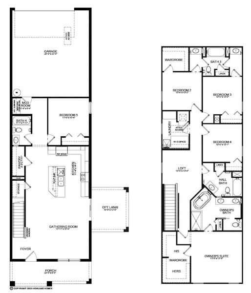 2D floor plan layout for the Danyella by Highland Homes of Florida in Estates at Hickory Cove - Bungalows, St. Cloud, FL (Image 3). 2D floor plan layout for the Danyella by Highland Homes of Florida in Estates at Hickory Cove - Bungalows, St. Cloud, FL (Image 3).