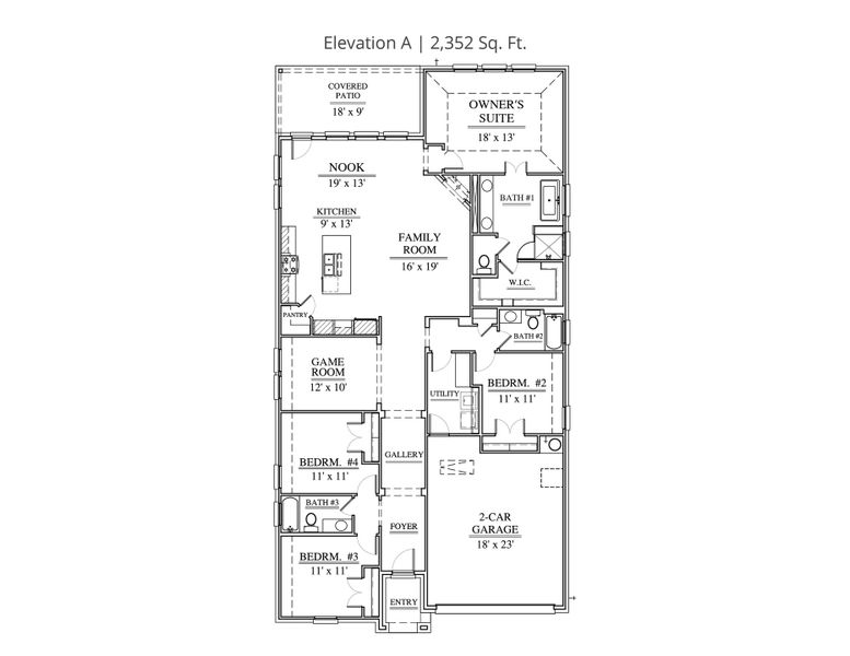 2D floor plan layout for the Aubrey by Our Country Homes in Parks of Aledo, Aledo, TX (Image 3).